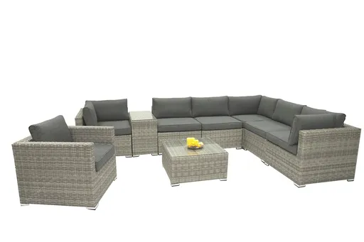 DEOKORK Ratanová variabilná zostava SEVILLA pre 7 osôb (sivá)