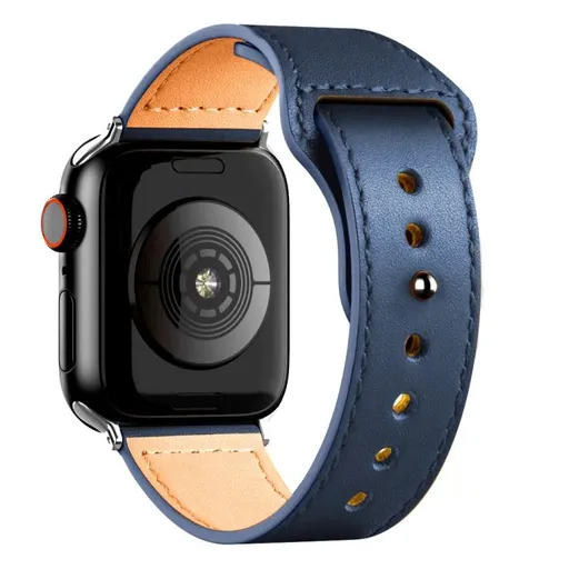 REVERSA Kožený remienok pre Apple Watch 38 / 40 / 41 / Apple Watch 10 / 11 42mm modrý