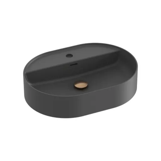 Umývadlo na dosku Ravak Ceramic Slim 55x40 cm antracit otvor pre batériu uprostred XJX03155001