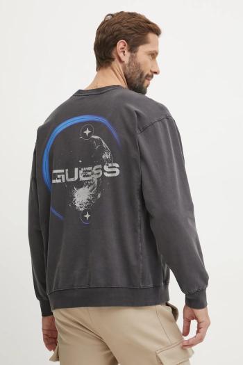 Mikina Guess SYRMA pánska, šedá farba, s potlačou, Z4BQ16 K6ZS1