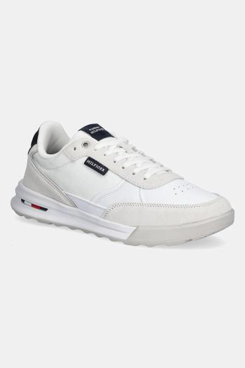 Kožené tenisky Tommy Hilfiger RETRO RUNNER MIX RWB biela farba, FM0FM05371