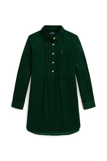 Dievčenské bavlnené šaty Polo Ralph Lauren zelená farba, mini, rovný strih, 313A98220001