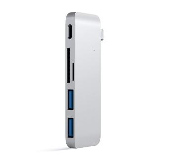 Satechi Aluminum USB-C Hub, 2x USB-A 3.0 és kártyaolvasó, ezüst
