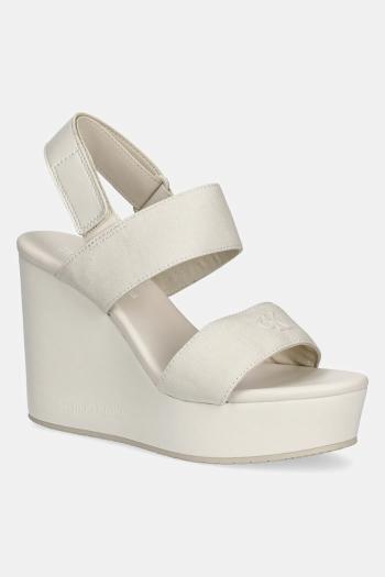 Sandále Calvin Klein Jeans WEDGE SANDAL WEBBING IN béžová farba, YW0YW01790