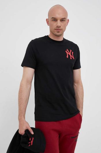 Bavlnené tričko 47 brand MLB New York Yankees čierna farba, s potlačou