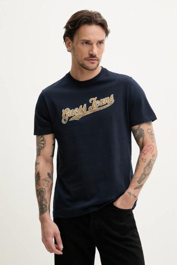 Bavlnené tričko Guess Jeans pánske, tmavomodrá farba, s potlačou, M5GI54 K8FQ4