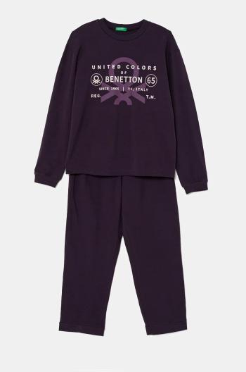 Detské pyžamo United Colors of Benetton fialová farba, s potlačou, 3DKE0P073