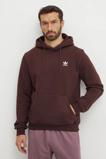 Mikina adidas Originals pánska, hnedá farba, s kapucňou, jednofarebná, IY4922