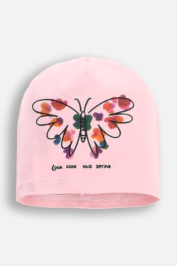 Čiapka Coccodrillo ružová farba biela, z tenkej pleteniny, bavlnené, ACCESSORIES SPRING GIRL