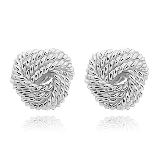 Náušnice zo striebra 925 - guľatý uzol, ramená so špirálovými zárezmi