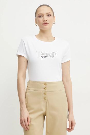 Bavlnené tričko Twinset dámske, biela farba, 251TP2540