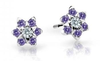 Cutie Jewellery Pôvabné detské náušnice z bieleho zlata C2152-30-X-2 fialová