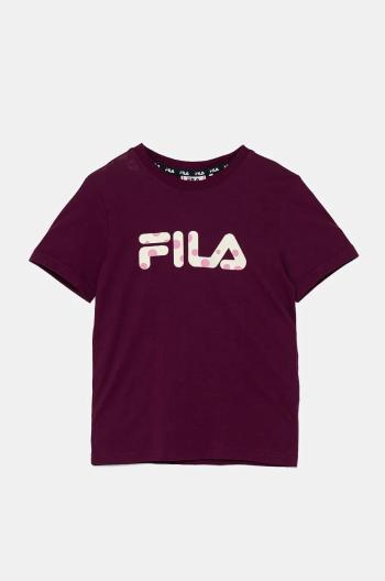 Detské bavlnené tričko Fila LINDBERG fialová farba, FAK0376