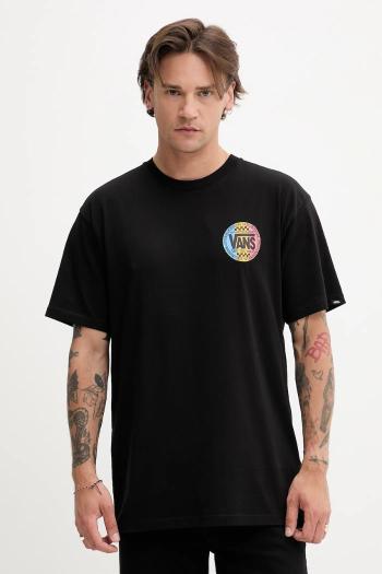 Bavlnené tričko Vans pánske, čierna farba, s potlačou, VN000M6RBLK1