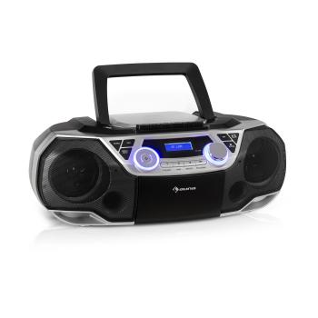 Auna Roadie 2K, boombox, CD prehrávač, kazetové rádio, DAB/DAB+, UKW, bluetooth, strieborný