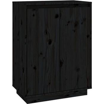 Skrinka na topánky čierna 60 × 35 × 80 cm masívne borovicové drevo, 813534