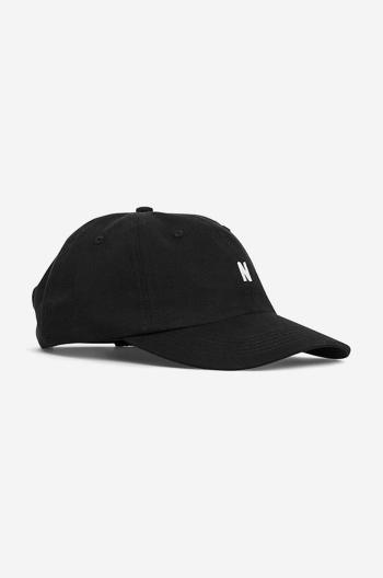 Bavlnená šiltovka Norse Projects N80.0001.9999-9999, čierna farba, jednofarebná