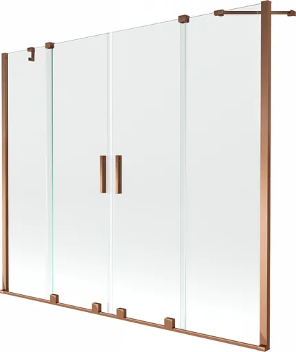 MEXEN/S - Velar Duo Dvojkrídlová posuvná vaňová zástena 200 x 150, transparent, růžové zlato 896-200-000-02-60