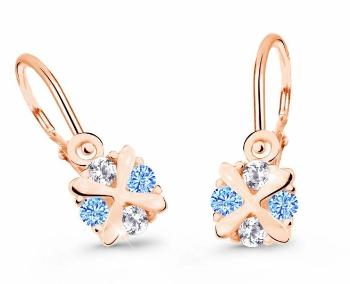 Cutie Jewellery Detské náušnice z ružového zlata C2153-10-X-4 svetlo modrá