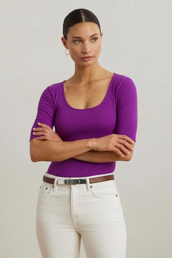 Tričko Lauren Ralph Lauren dámske, fialová farba, 200970116