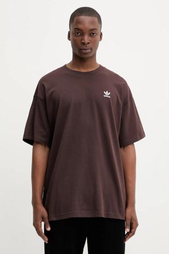 Bavlnené tričko adidas Originals Essentials pánske, hnedá farba, jednofarebné, KT0780