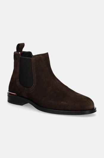 Semišové topánky chelsea Tommy Hilfiger CORE RWB HILFIGER SUEDE CHELSEA pánske, hnedá farba, FM0FM04757