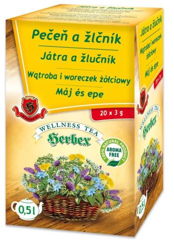 HERBEX Pečeň a žlčník bylinný čaj, 20 x 3 g