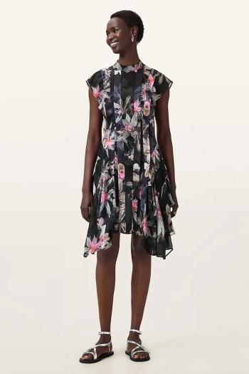 Šaty AllSaints FLEUR čierna farba, mini, áčkový strih, W370DC