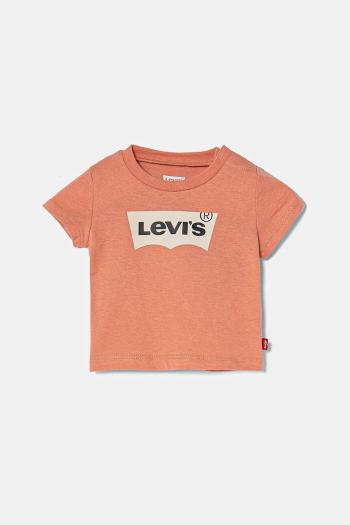 Detské tričko Levi's oranžová farba, s potlačou