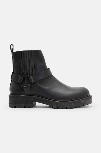 Kožená obuv AllSaints Hank Biker Boot pánska, čierna farba, M017FB