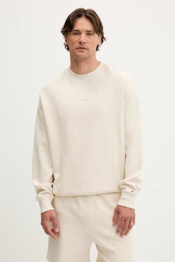 Bavlnená mikina Tommy Jeans béžová farba, jednofarebná, DM0DM21622