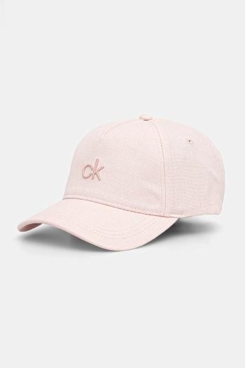 Plátenná čiapka Calvin Klein ružová farba, s nášivkou, K60K613118