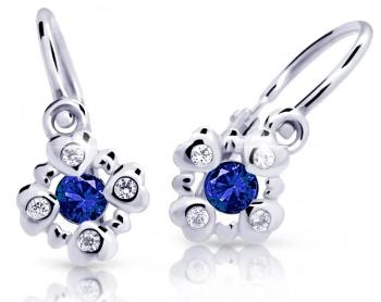 Cutie Jewellery Trblietavé detské náušnice z bieleho zlata C2253-10-X-2 modrá