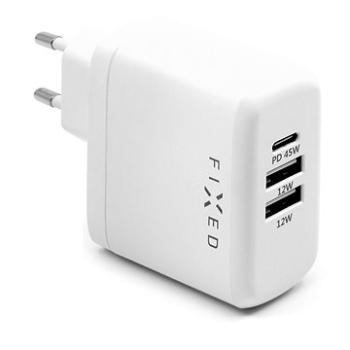 FIXED Travel s USB-C a 2× USB výstupom podpora PD 45 W biela (FIXC45-C2U-WH)