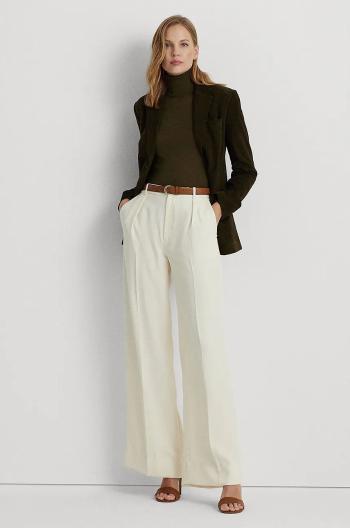 Nohavice Lauren Ralph Lauren dámske, tmavomodrá farba, rovné, vysoký pás, 200908891