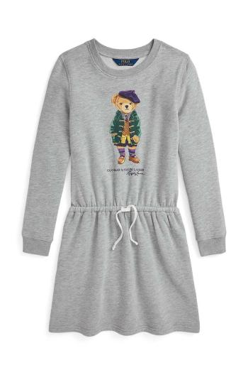 Dievčenské šaty Polo Ralph Lauren šedá farba, mini, áčkový strih, 313951083001