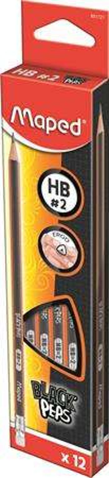 MAPED Grafitceruza radírral, HB, háromszögletű, MAPED "Black...
