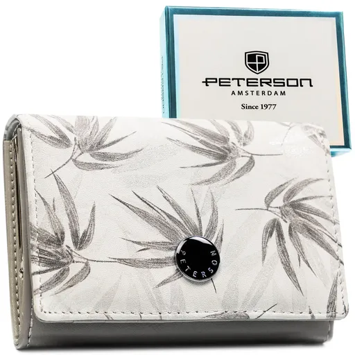 Stredná dámska peňaženka z ekologickej a prírodnej kože v bielej farbe – Peterson