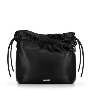 Dámska crossbody kabelka s dekoratívnymi viazaniami čierna 100-4Y-435-1