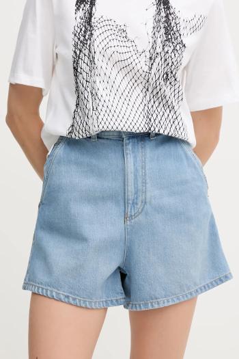 Rifľové krátke nohavice Emporio Armani jednofarebná, vysoký pás, EW001498 AF12675