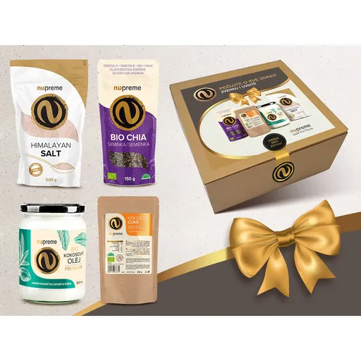 NUPREME Darčekový balíček Chia, Himalájska soľ, Kokosový olej a cukor BIO & RAW