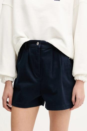 Šortky Tommy Jeans tmavomodrá farba, jednofarebné, vysoký pás, DW0DW21643