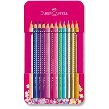 Pastelky Faber-Castell Sparkle v dizajnovej plechovej dóze, 12 farieb (4005402017379)