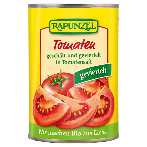 RAPUNZEL Paradajky lúpané štvrtené BIO 400 g