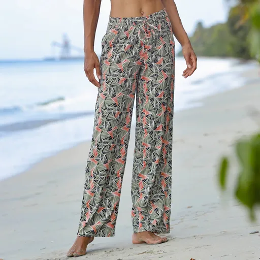 Široké nohavice s pružným pásom a potlačou