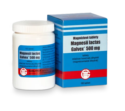 Magnesii Lactici 500 mg tbl. Galvex Magnéziové tablety 500 mg Galvex tbl.100 x 0,5 g