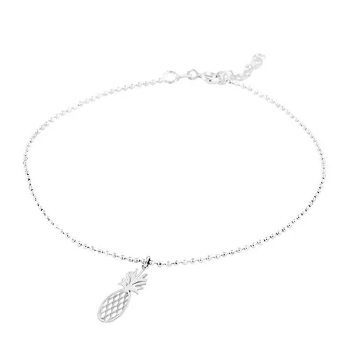 Strieborná 925 guličková retiazka na nohu, prívesok - ananás