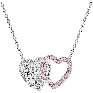 EVOLUTION GROUP 32079.3 crystal rose dvojité srdce dekorovaný kryštálmi Swarovski (Ag 925/1000, 2,5 (8590962322354)
