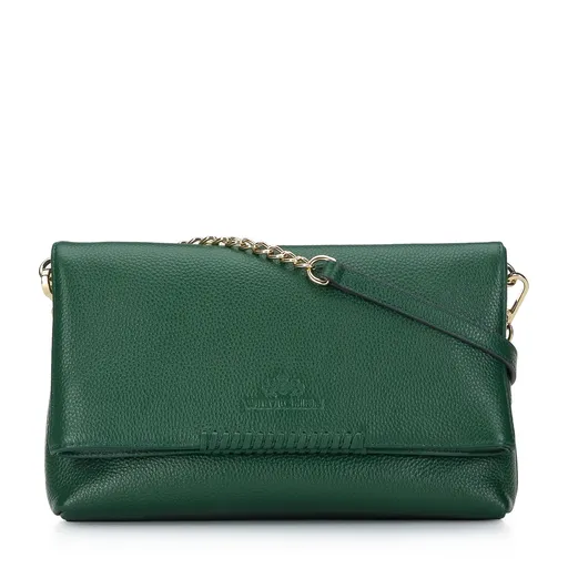 Kožená listová kabelka s remienkom zelená