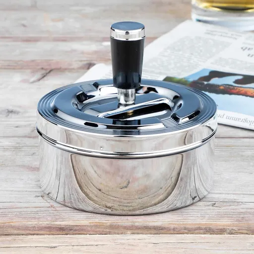 Haushalt international Chromovaný otočný popelník, Ø 11 cm